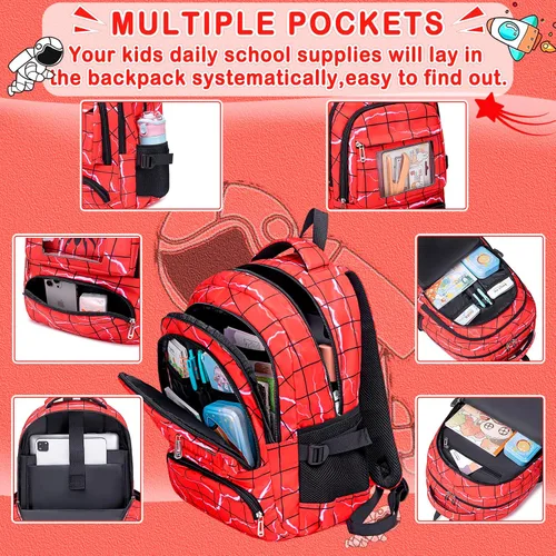 Miniatura 3 de FunnyGifts Mochilas para niños y niñas, mochila escolar para escuela primaria y preescolar para niños de 4, 5, 6, 7, 8, 9, 10, 11, 12