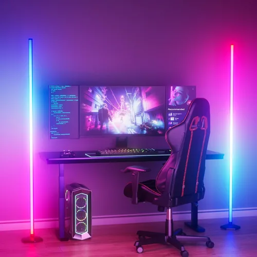 Miniatura 10 de Lámpara de pie de esquina, luz RGB de 65 pulgadas que cambia de color con control remoto, lámpara de esquina LED regulable con sincronización