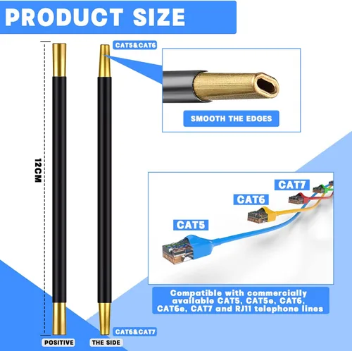 Miniatura 2 de Herramienta para desenroscar cables de red, separadores de alambre trenzado de doble cabeza para CAT5 CAT5e CAT6 CAT7 y teléfono (negro, 3 piezas)