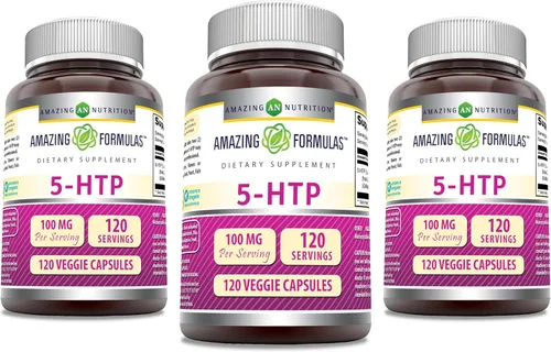 Miniatura 9 de Amazing Formulas Suplemento 5-HTP (hidroxitriptófano), 100 mg por porción, cápsulas vegetarianas, sin OMG, sin gluten, fabricado en Estados Unidos
