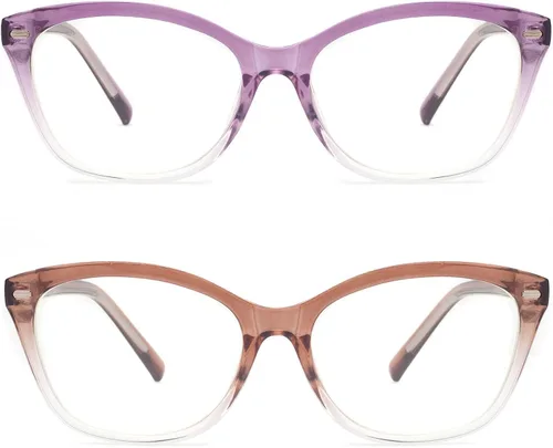 Lentes de lectura de alta calidad para mujer, estilo Oprah, para lectura de computadora, anti luz azul, con marco irrompible TR90 2008 Púrpura +