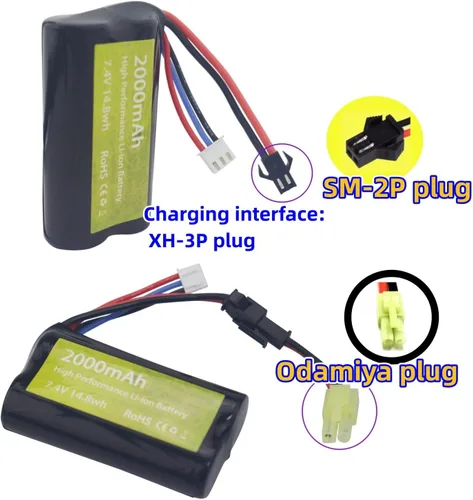 Miniatura 3 de Batería de iones de litio de 7.4 V 2000 mAh con enchufe SM-2P con cargador 2 en 1 para skytech H101 H103 H105 RC barco y MN D90/91, MN 99/99s RC Car