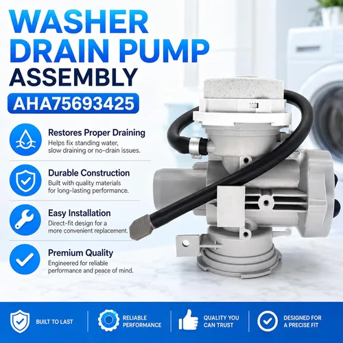 Miniatura 2 de AHA75693425 - Conjunto de bomba de drenaje de lavadora compatible con arandelas LG seleccionadas, reemplaza a AP6978815 PS12750085 EAP12750085