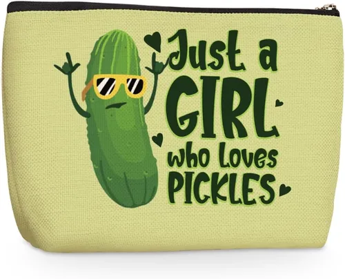 Miniatura 10 de Funny A Girl Loves Animals Pickles - Bolsa de maquillaje para cosméticos, bolsa de viaje para fiestas de animales, artículos de decoración
