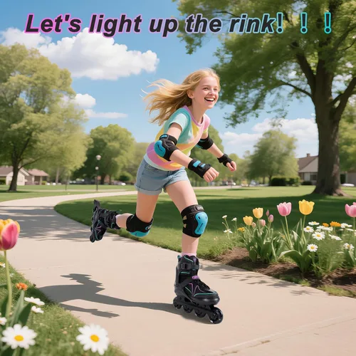 Miniatura 5 de Patines en línea ajustables para niños de 4 a 12 años, patines en línea juveniles para niñas y niños de 5 a 8 y de 8 a 12 con ruedas que se iluminan