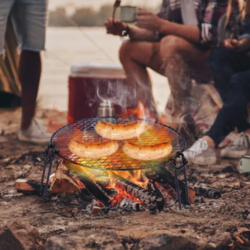 Miniatura 2 de REDCAMP Parrilla plegable de 18 pulgadas para fogata individual, parrilla de trípode portátil de hierro con rejilla de cocción de acero, soporte