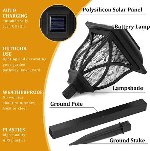 Miniatura 3 de GIGALUMI Paquete de 6 luces solares impermeables para exteriores, luces LED solares de jardín, decoraciones al aire libre, decoración de jardín