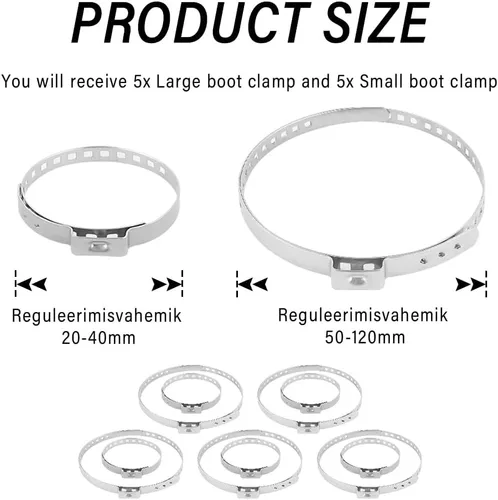 Miniatura 2 de Kit de 10 abrazaderas de arranque CV, herramienta de abrazadera de arranque de eje CV de acero inoxidable, herramienta de bandas de arranque CV