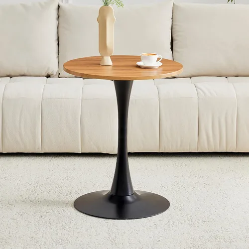 Miniatura 9 de Mesa de comedor redonda de madera para espacios pequeños, mesas de tulipanes de 24 pulgadas con base de pedestal de metal, mesa de bistró para 2