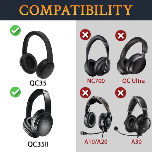 Miniatura 3 de SoloWIT Almohadillas de repuesto de gel refrigerante para auriculares Bose QuietComfort 35 (QC35) y Quiet Comfort 35 II (QC35 II), almohadillas
