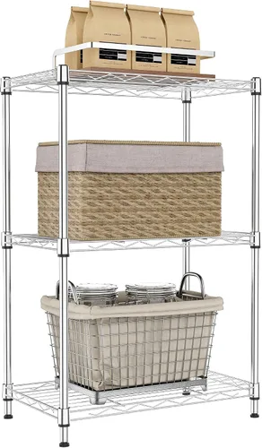 Miniatura 16 de IZEUK Estantes de almacenamiento de metal cromado de 5 niveles, estantería de alambre ajustable para cocina, baño, despensa, oficina, garaje, Cromo