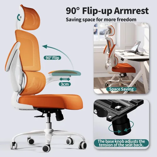 Miniatura 5 de TRALT Silla de oficina ergonómica, silla de escritorio de malla para el hogar de 330 libras, sillas de escritorio de oficina con ruedas, cómodas