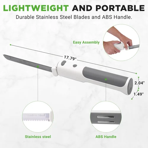 Miniatura 6 de NutriChef Cuchillo eléctrico inalámbrico Botón de seguridad fácil de usar con función constante de ENCENDIDO/APAGADO Para cortar pavo, carnes