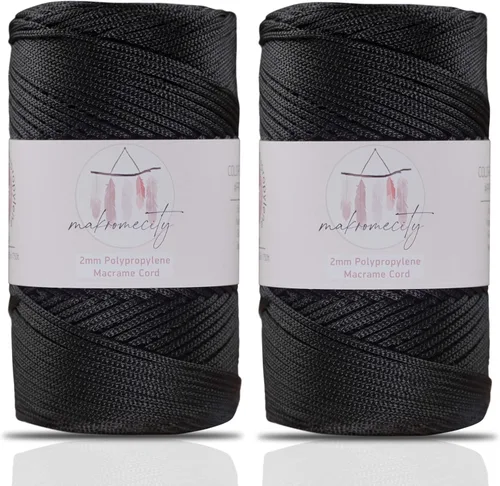 Miniatura 64 de Makromecity, 2 carretes de cordón de macramé de poliéster de 2 mm x 250 yardas (750 pies) de 2 mm de cordón de polipropileno para macramé, ideal