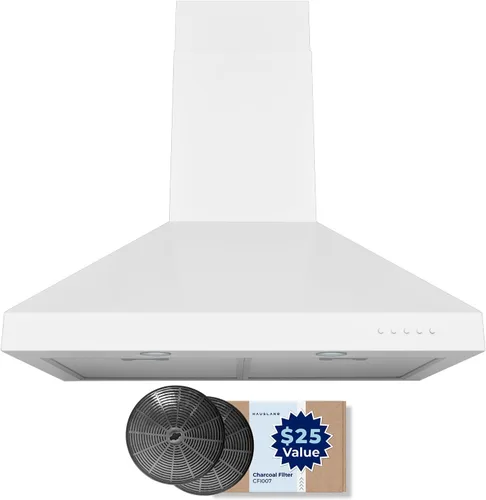 Miniatura 25 de Hauslane Campana extractora de montaje en pared de 30 pulgadas, chimenea de pared negra mate, convertible sin conductos de 6 pulgadas, succión