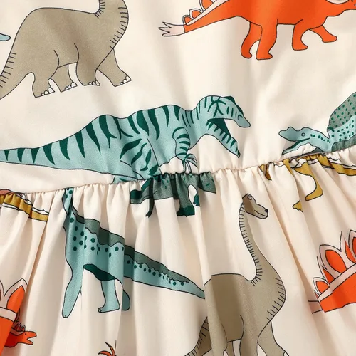 Miniatura 6 de HAPPYMA Vestido de verano para niña pequeña, vestido de dinosaurio con mangas con vuelo, trajes para bebé, vestido de verano, faldas