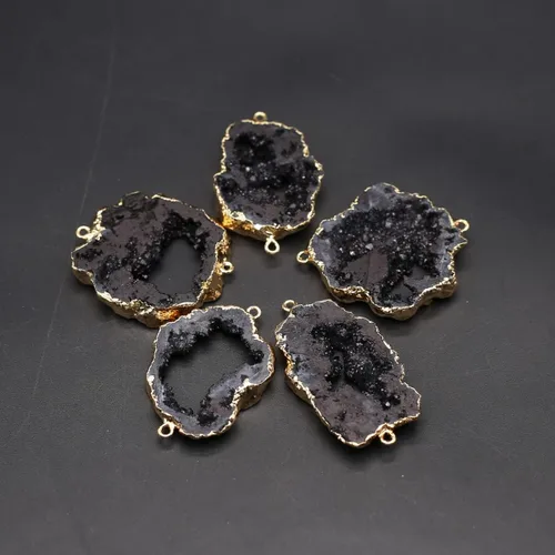 Miniatura 6 de LE SKY Conectores de piedra natural coloridos irregulares druzy geoda ágata borde dorado encanto de enlace de piedra para hacer joyas collar