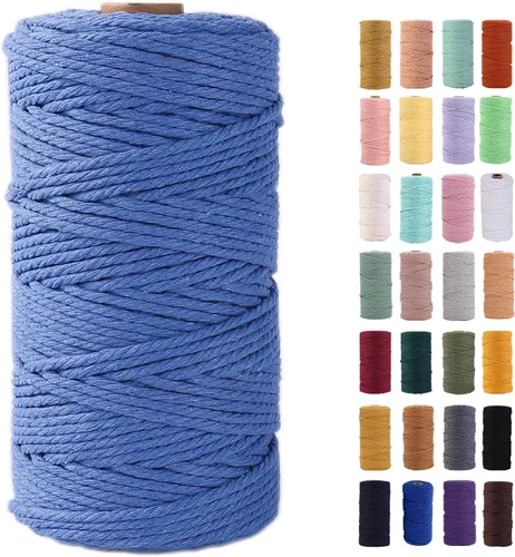 Miniatura 46 de Cordón de macramé gris rosado de 0.118 in x 109 yardas, cuerda de algodón colorido de algodón suave para colgar en la pared, colgar plantas