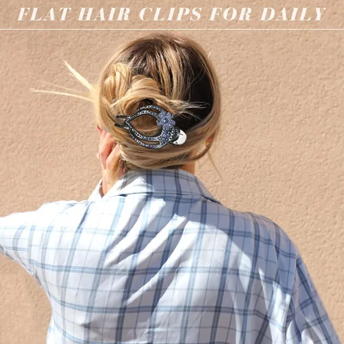 Miniatura 3 de Pinzas de pelo planas French Concord - 6 piezas, pinzas de pelo curvas sin deslizamiento, pinzas de agarre para volumen, pinzas de pelo para mujeres