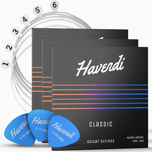 Miniatura 8 de HAVENDI® Cuerdas de guitarra para guitarra clásica - cuerdas brillantes de calidad de sonido hechas de nailon para guitarra clásica revestidas
