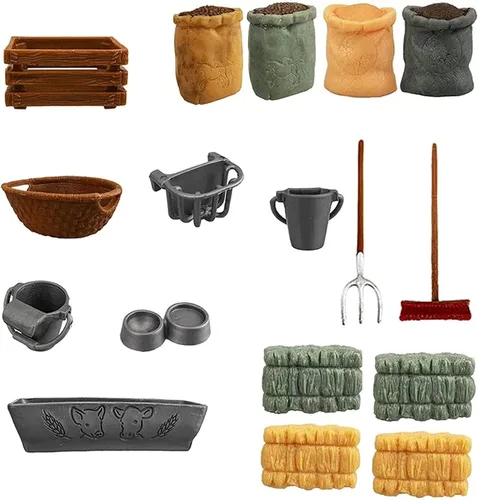 Miniatura 8 de 13 piezas de juguetes de granja, accesorios de comida de granero, juego de herramientas de granja de juguete para animales, figura de caballo, set