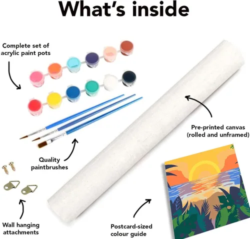 Miniatura 5 de AOSGEDY Paquete de 4 pinturas por números para adultos y niños principiantes, pintura acrílica DIY de paisaje-playa, kit de pintura por números