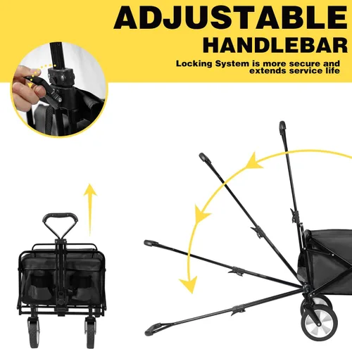 Miniatura 3 de Carrito plegable para compras con ruedas, carrito de compras con ruedas, carrito de playa resistente con red de carga y correas para jardín, patio