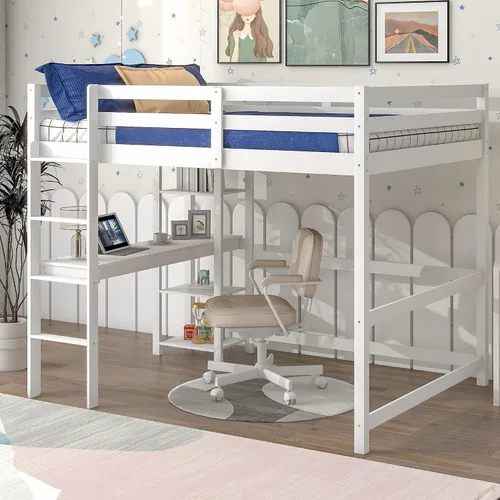 Miniatura 12 de Cama baja de tamaño individual con tobogán y escalera, marco de cama con barandillas de seguridad y techo en forma de casa, para dormitorio