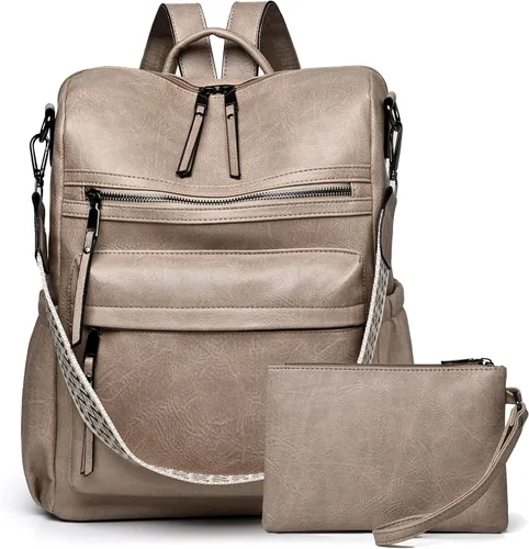 Dora & Liz - Mochila de cuero para mujer, diseño de moda y convertible con correa colorida, para viajes y universidad
