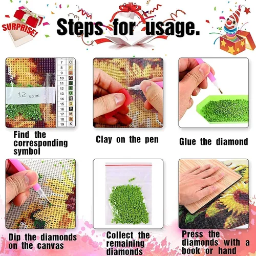 Miniatura 5 de antor Paquete de 10 kits de pintura de diamantes 5D para adultos, juego de arte de diamantes de paisaje de taladro completo, lienzo de pintura