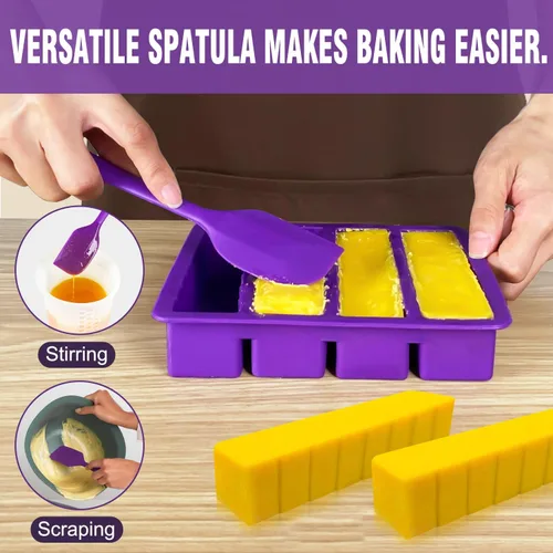 Miniatura 2 de Molde de silicona para mantequilla con tapa y espátula (púrpura), bandeja antiadherente Walfos se adapta al tamaño estándar de barra de mantequilla