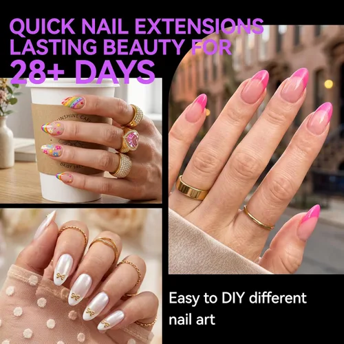 Miniatura 3 de Gelike EC Kit de 240 Puntas de Uñas de Gel Suave - Extensiones de Uñas Completas con Cobertura Transparente - Puntas de Uñas Postizas de Gel