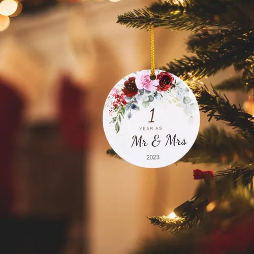 Miniatura 6 de Jnglr Adorno de primer aniversario 2026, regalos de boda para parejas 2026, 1er para parejas, adorno de Navidad de boda de doble cara, acrílico de 3