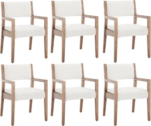 Miniatura 10 de RIVOVA Juego de 2 sillas de comedor de lino, cómodas sillas de cocina tapizadas con patas de madera, sillas de cocina modernas de mediados de siglo