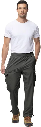 Miniatura 4 de BGOWATU Pantalones de senderismo para hombre, pantalones cargo elásticos resistentes al agua, pantalones ligeros de secado rápido para pesca al aire