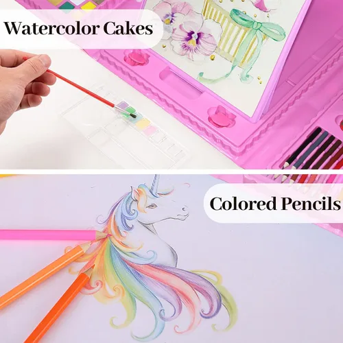 Miniatura 4 de Suministros de arte, paquete de 208 suministros de dibujo para niñas, niños, principiantes, adolescentes, kit de pintura artística, estuche
