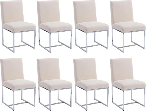 Miniatura 35 de Shunzhi Juego de 2 sillas de comedor modernas tapizadas de cuero PU, sillas de comedor de mediados de siglo, sillas laterales sin brazos, cómodas