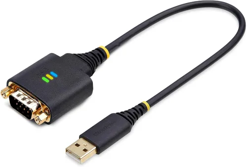 Miniatura 8 de StarTech Cable adaptador USB a serie de 1 pie (11.8 in), retención COM, FTDI, USB-A a DB9 RS232, indicadores LED, tuercas de tornillos DB9