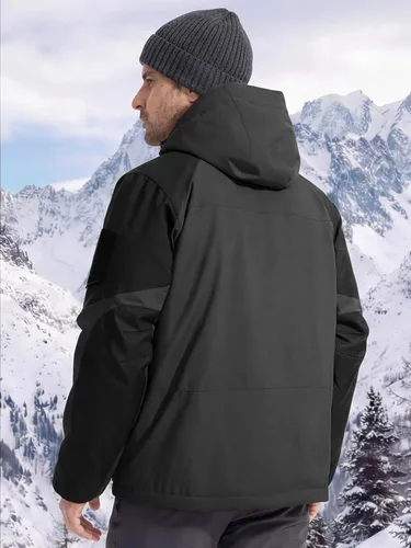 Miniatura 2 de FREE SOLDIER Chaqueta de esquí impermeable para hombre, abrigo cálido de invierno para nieve, snowboard con múltiples bolsillos, capucha desmontable