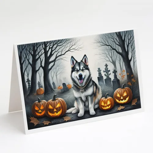 Miniatura 5 de Caroline's Treasures DAC2018GCA7P - Tarjetas de felicitación y sobres de Halloween espeluznantes de Border Collie, paquete de 8 tarjetas en blanco