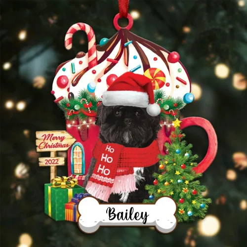 Miniatura 28 de Amantes de los perros de Navidad – Navidad de perros disponibles para muchos perros Shi Tzu – Adorno con forma personalizada, adorno de Navidad