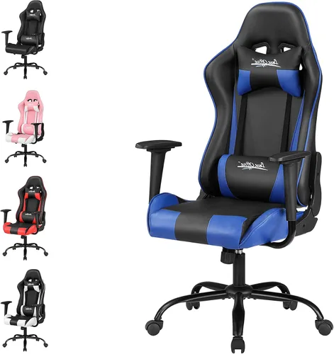 Miniatura 12 de Silla para videojuegos, silla de videojuegos, silla de juegos de computadora barata, silla de juegos de piel sintética, respaldo alto, silla Negro