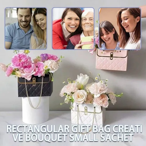 Miniatura 7 de 8 cajas de regalo de papel de flores, bolsa de San Valentín, bolsa de regalo, bolsas de ramo de flores con cadena de metal, caja de regalo