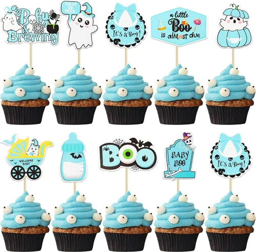 Miniatura 20 de Gyufise 1 pieza de decoración de pastel de cumpleaños con purpurina montada de terror clásico de Halloween para temática de terror sangriento