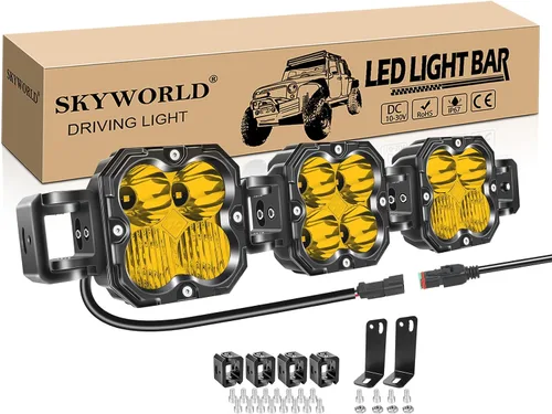 Miniatura 22 de SKYWORLD Luz LED Cuadrada Tipo Pod de 4.3 pulgadas, 30W 2500 LM, Luz Antiniebla de Conducción Todoterreno para Carro 4x4 Camión UTE ATV Barco