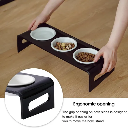 Miniatura 4 de Cuencos elevados inclinados para alimentos y agua para gatos o perros pequeños, soporte para 3 platos de acrílico transparente para cachorros