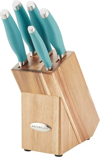 Miniatura 9 de Rachael Ray Juego de cuchillos japoneses de acero inoxidable con fundas, cuchillo de chef de 8 pulgadas, cuchillo Santoku de 5 pulgadas y cuchillo