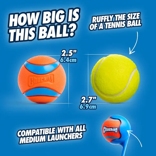 Miniatura 3 de Juguete para perro Chuckit! Ultra Ball, mediano (6.35 cm de diámetro), paquete de 1, para razas de 9-27 kg
