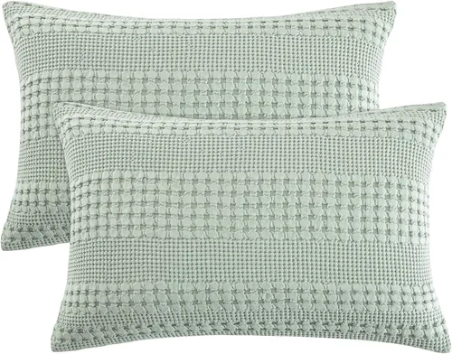 Miniatura 24 de PHF Fundas de almohada con tejido de gofre de 24" x 24", paquete de 2, funda de almohada cuadrada 100% algodón para decoración de ropa de cama, sin