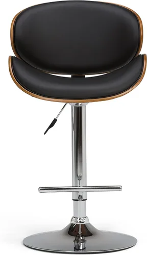 Miniatura 4 de SIMPLIHOME Marana - Taburete de bar giratorio ajustable, altura del asiento de 37 a 45 pulgadas, taburete tapizado en piel sintética vegana negra